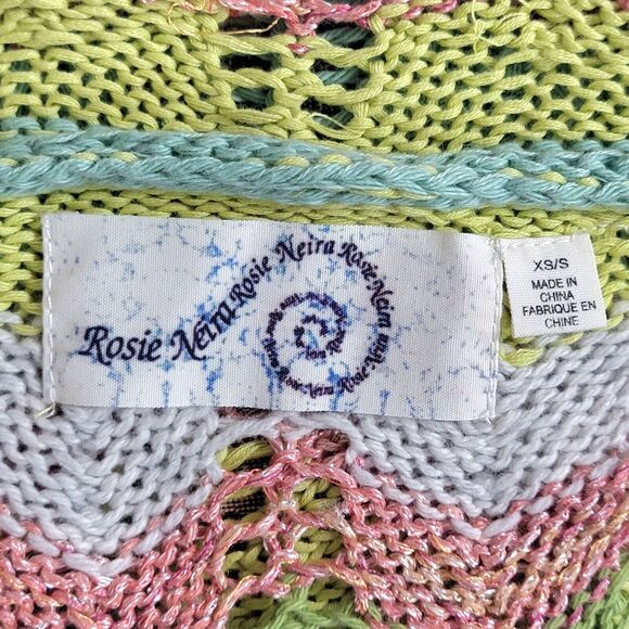 Anthropologie Rosie Neira Sweater Womens XS/S Green Chevron Sleeveless Cardigan - Picture 12 of 15